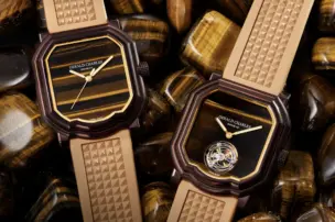 The dials of the Gerald Charles Maestro Tiger’s Eye Limited Edition.