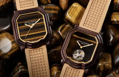 The dials of the Gerald Charles Maestro Tiger’s Eye Limited Edition.