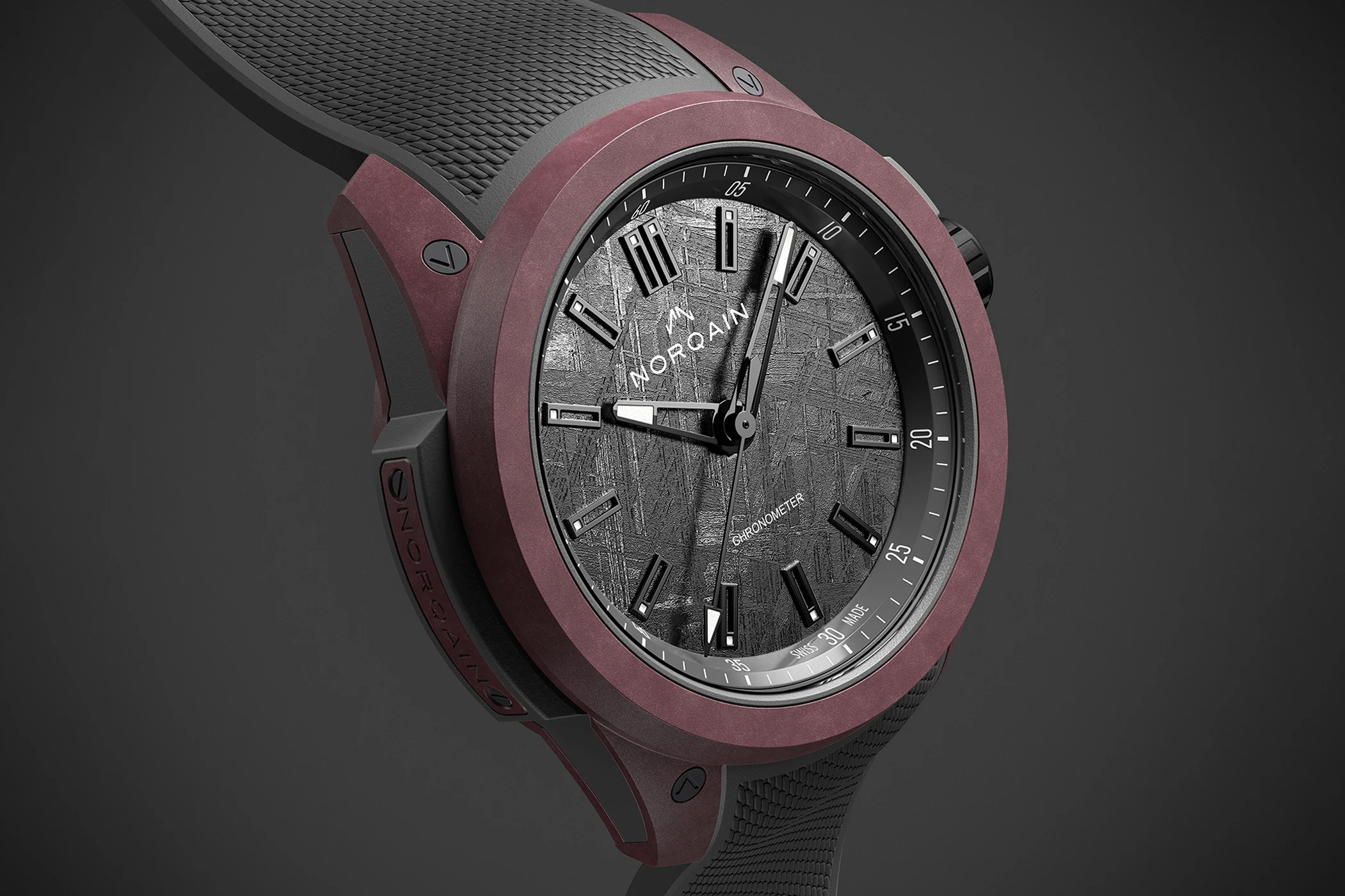 The dial of the Norqain Wild One Meteorite Ref. N3000 21Q47 M02.