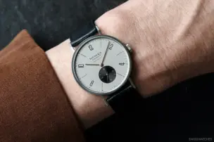 The Wempe Signature Collection Nomos Tangente neomatik 39 Ref. NO000154 on the wrist.