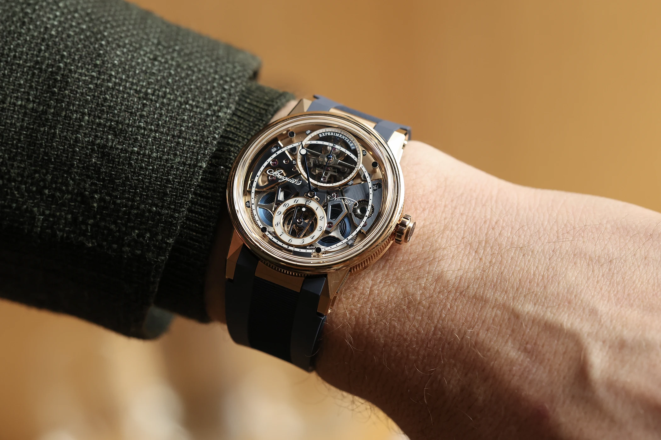 The Breguet Experimentale 1 Ref. E001BH S9 5ZV on the wrist.