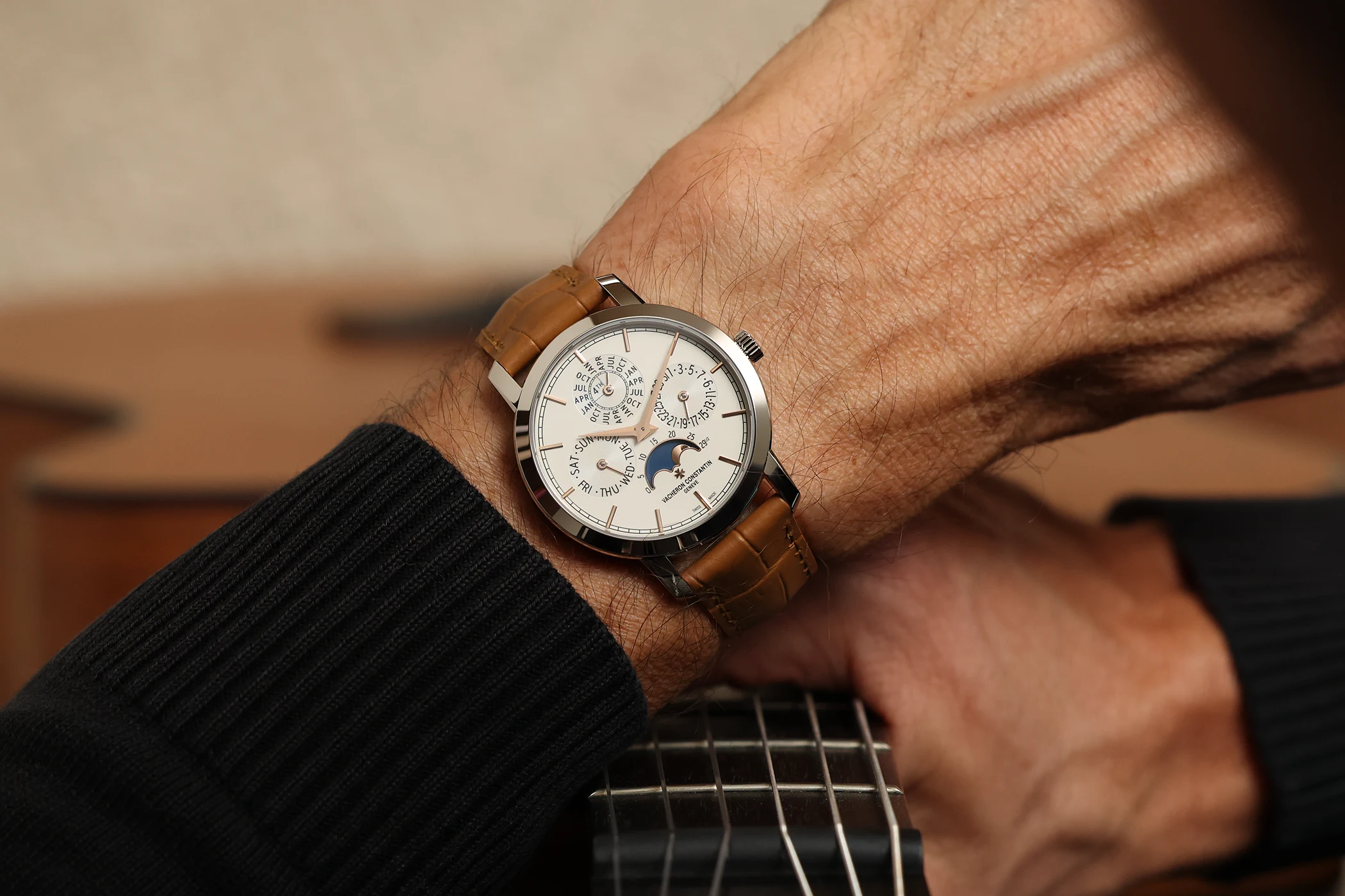 The Vacheron Constantin Traditionnelle Perpetual Calendar Ultra-Thin Ref. 4300T/000G-H106 on the wrist.