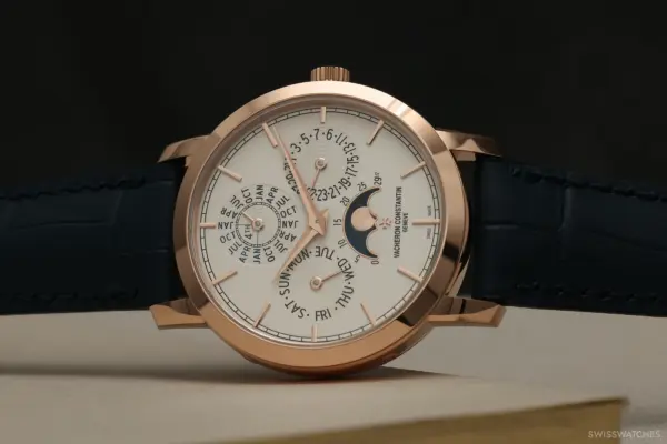 Close-up of the dial of the Vacheron Constantin Traditionnelle Perpetual Calendar Ultra-Thin Ref. 4300T/000R-H107.