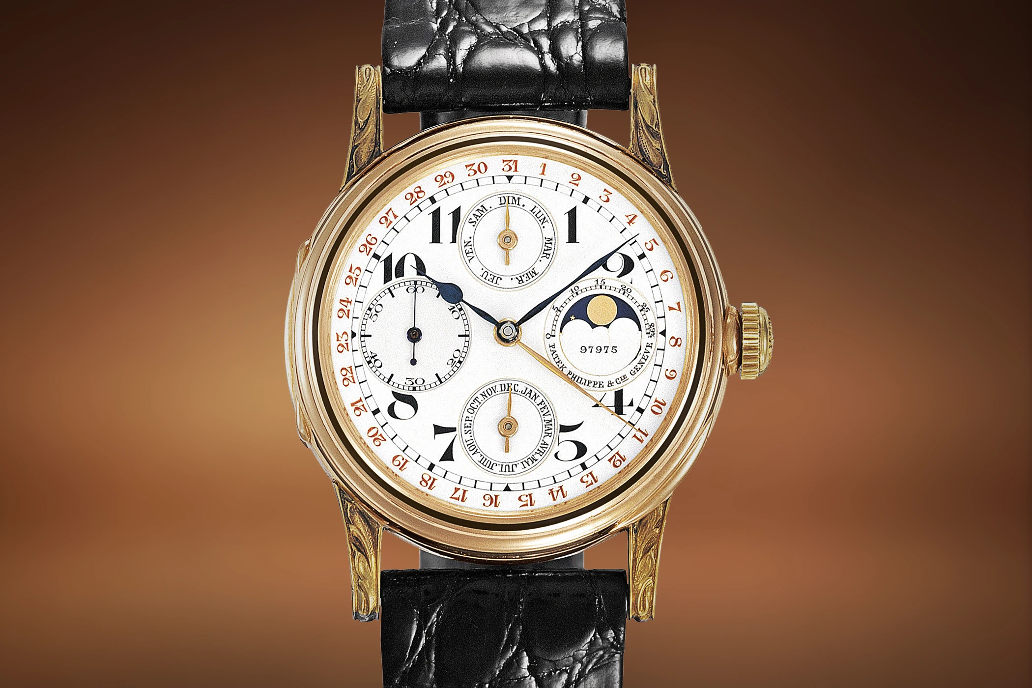 The first Patek Philippe perpetual calendar wristwatch No. 97’975.