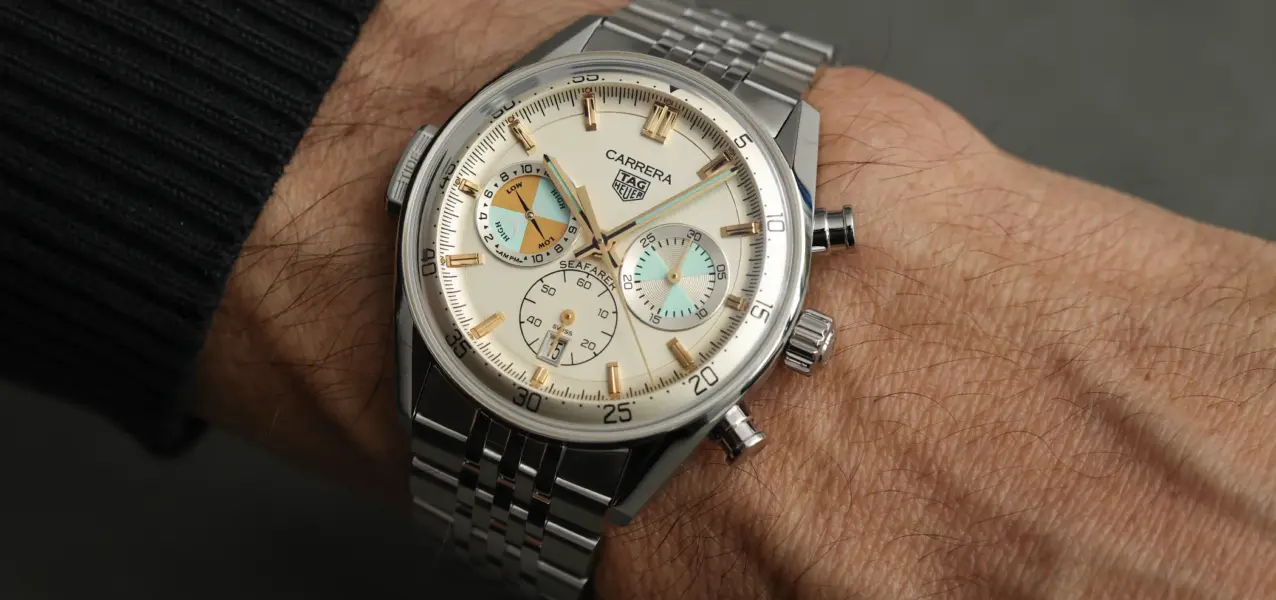 The TAG Heuer Carrera Seafarer Ref. CBS2016.EB0430 on the wrist.