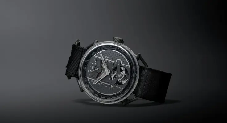 The horizontal front view of the Chopard Zagato Lab One