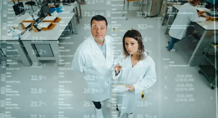 Three people in the COSC laboratory