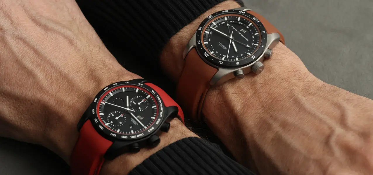 The Porsche Design Custom Built Timepieces Chronograph and Globetimer on the wrist.