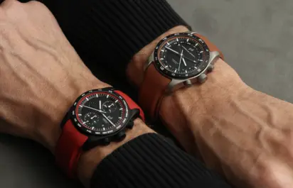 The Porsche Design Custom Built Timepieces Chronograph and Globetimer on the wrist.