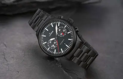 Black SINN 936 S chronograph on a black background