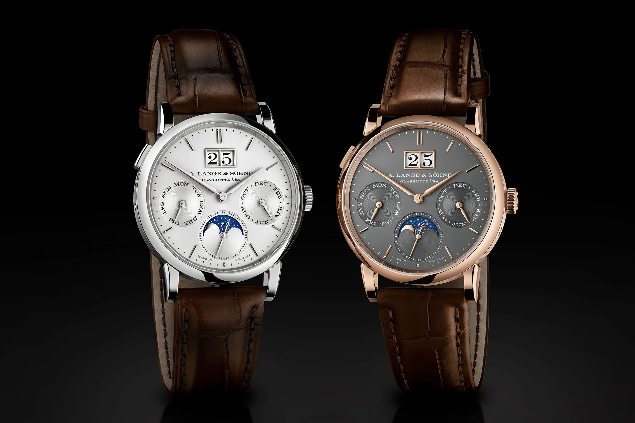 The A. Lange & Söhne Saxonia Annual Calendar 36 in white and rose gold.