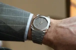 Bulgari Octo Finissimo 37 mm titanium watch, seen on the wrist
