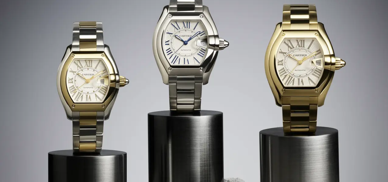 Various versions of the Cartier Roadster 2026 can be seen from the front.