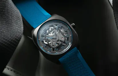 The blue version of the Hermès H08 Squelette.