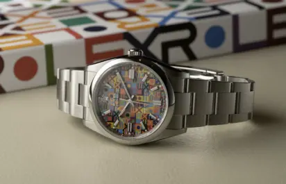 Die neue Rolex Oyster Perpetual 36 mit Jubilee-Zifferblatt, von vorne gesehen