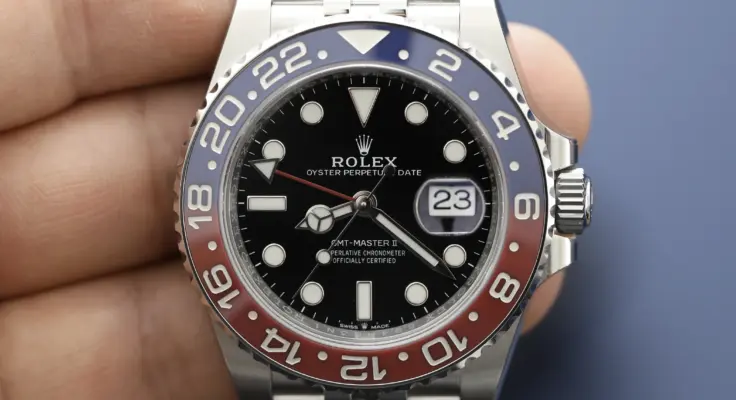 A close-up of the Rolex ref. 126710BLRO