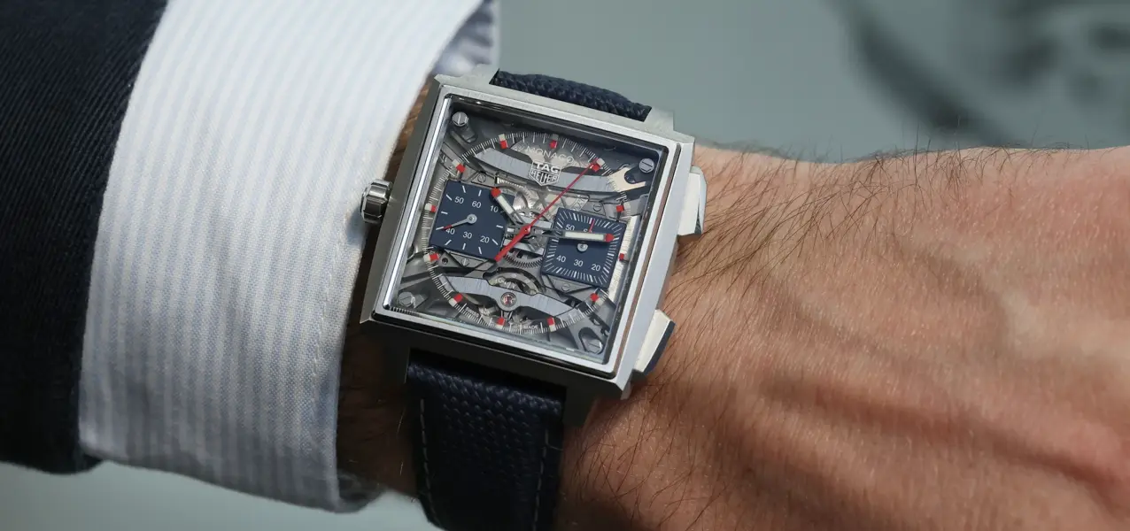 The TAG Heuer Monaco Evergraph 40mm Ref. CEW5181.FT8123 on the wrist.