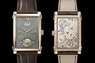 The front and back of the A. Lange & Söhne Cabaret Tourbillon Honeygold reference 703.050.