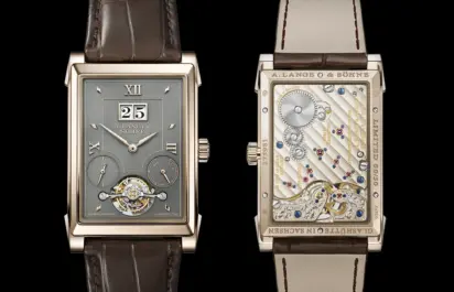 The front and back of the A. Lange & Söhne Cabaret Tourbillon Honeygold reference 703.050.