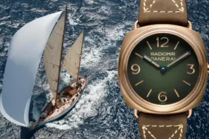 The ketch Eilean Bermuda boat and the Panerai Radiomir Bronzo PAM00760.