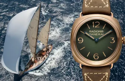 Das Ketsch Eilean Bermuda Boot und die Panerai Radiomir Bronzo PAM00760.