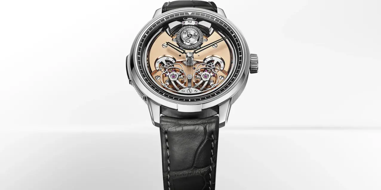 The Armin Strom Minute Repeater Resonance 12:59 First Edition can be seen in the lead image, viewed from the front.
