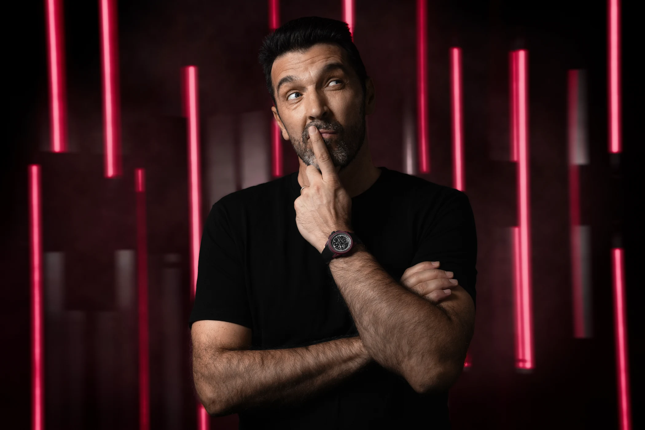 Gianluigi Buffon als Norqainer modeling for the Norqain Wild One Skeleton Chronographs