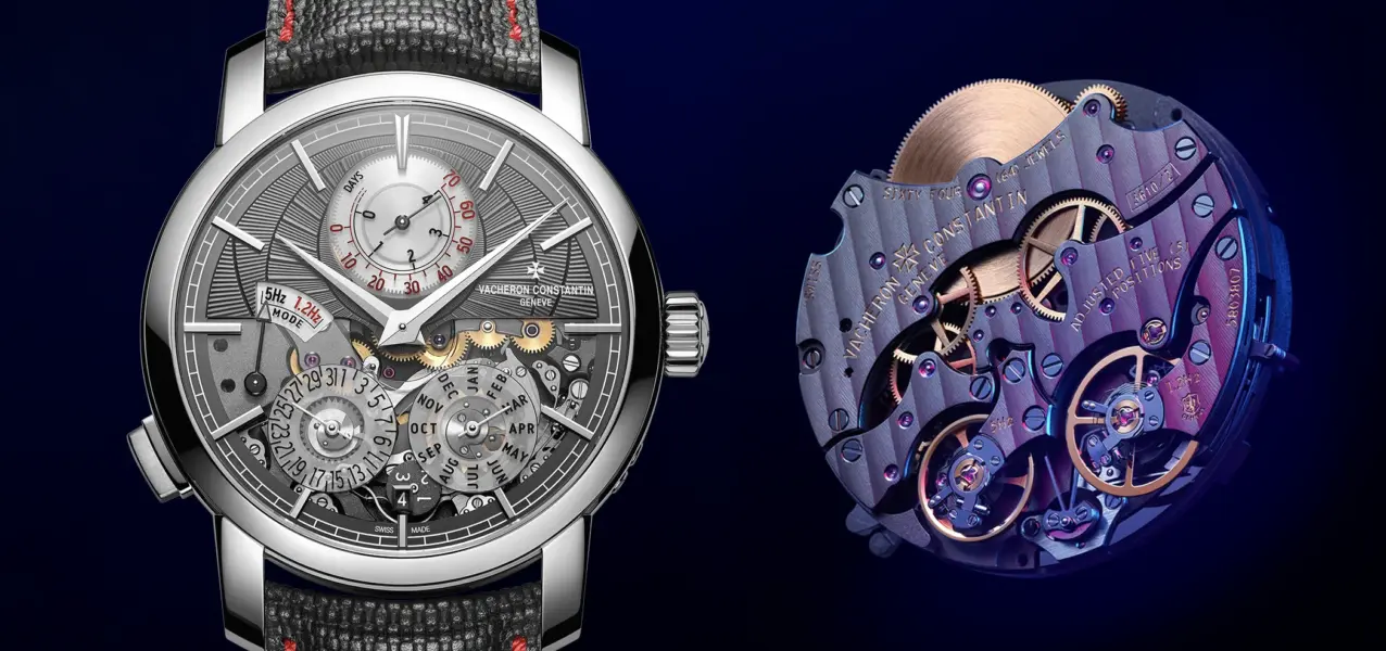 The dial and the movement of the Vacheron Constantin Traditionnelle Twin Beat Perpetual Calendar reference 3200T/000P-H167.