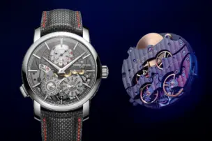The dial and the movement of the Vacheron Constantin Traditionnelle Twin Beat Perpetual Calendar reference 3200T/000P-H167.