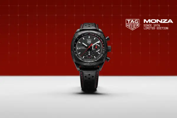 A TAG Heuer Monza Flyback Chronometer can be seen in the cover image.