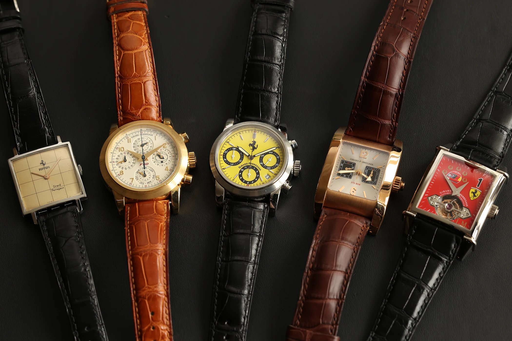 All the watches from the Ferrari x Girard-Perregaux collaboration are on display.
