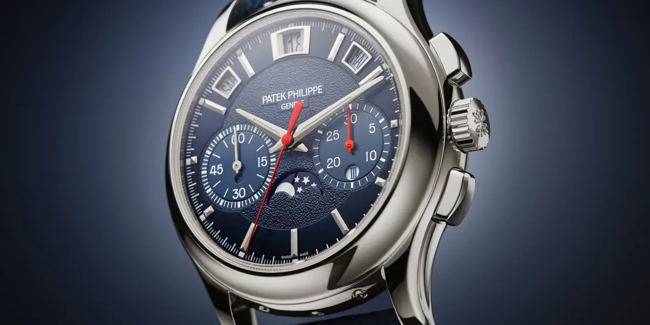 The dial of the Patek Philippe Instantaneous Perpetual Calendar Chronograph reference 5978P-010.