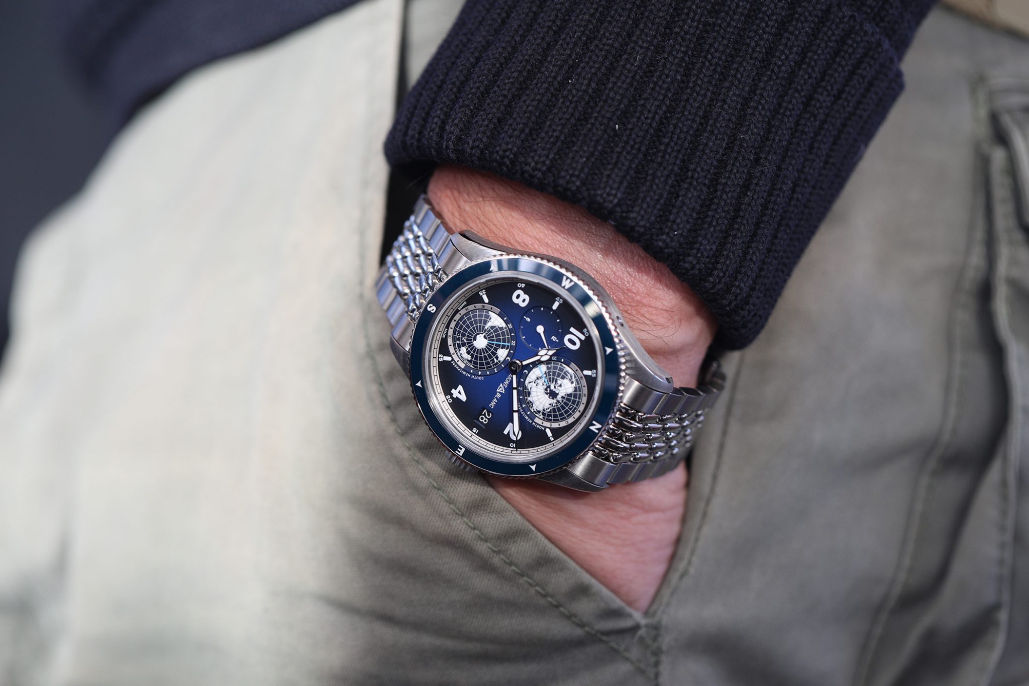 Montblanc 1858 Split Second Chronograph and Geosphere in Vibrant Blue ...