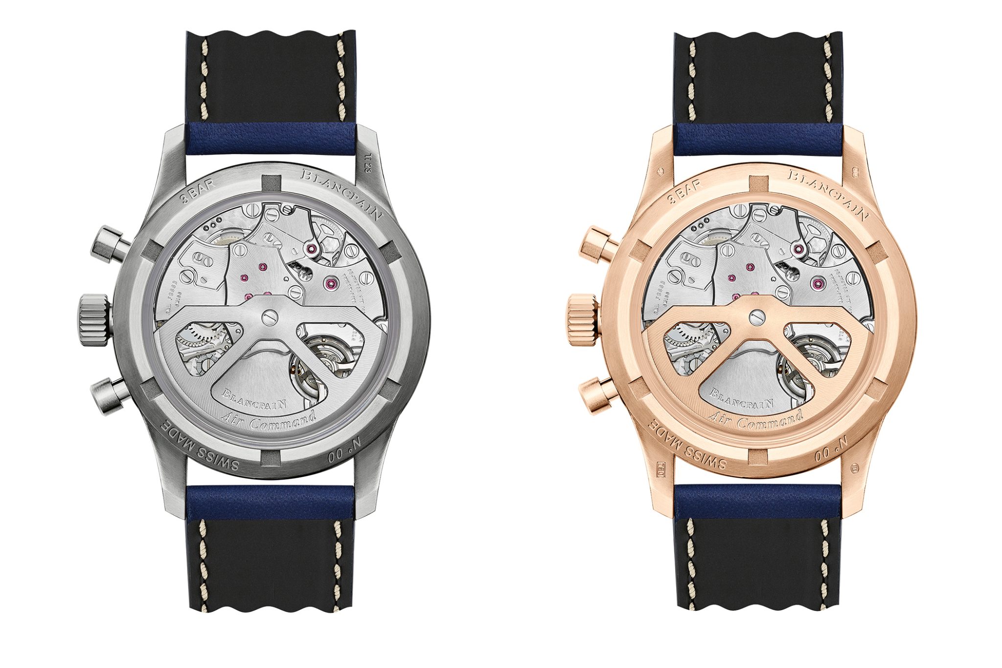 Blancpain-Air-Command-Flyback-Chronograph-Caseback-Calibre-Titanium-Redgold-sidebyside