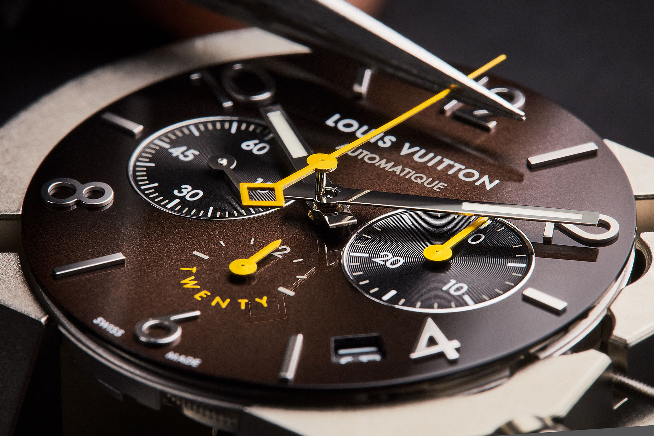 Louis Vuitton - Tambour GMT with Brown Dial and Dark Brown Leather
