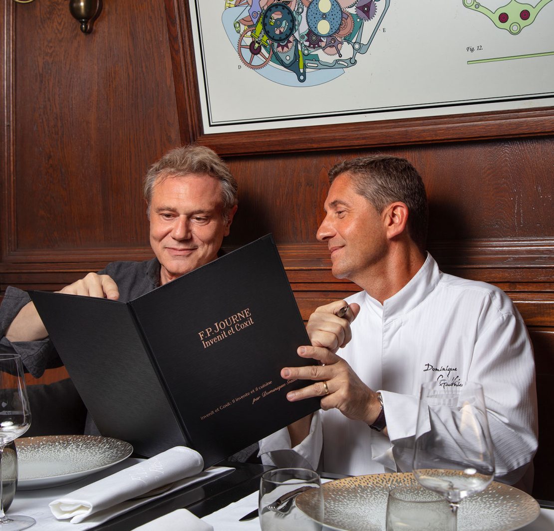François-Paul Journe and Dominique Gauthier at the restaurant
