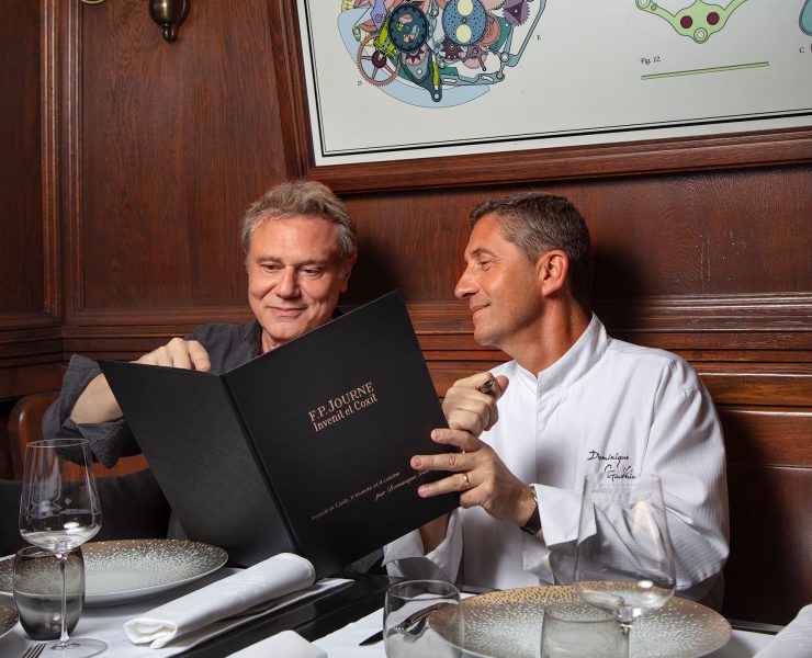 François-Paul Journe and Dominique Gauthier at the restaurant