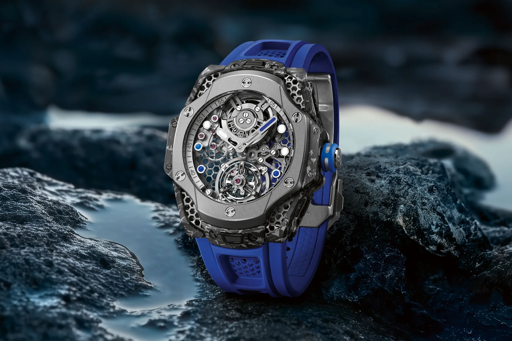 Hublot Big Bang Tourbillon Carbon SR A by Samuel Ross New Colourway in Blue Swisswatches Magazine