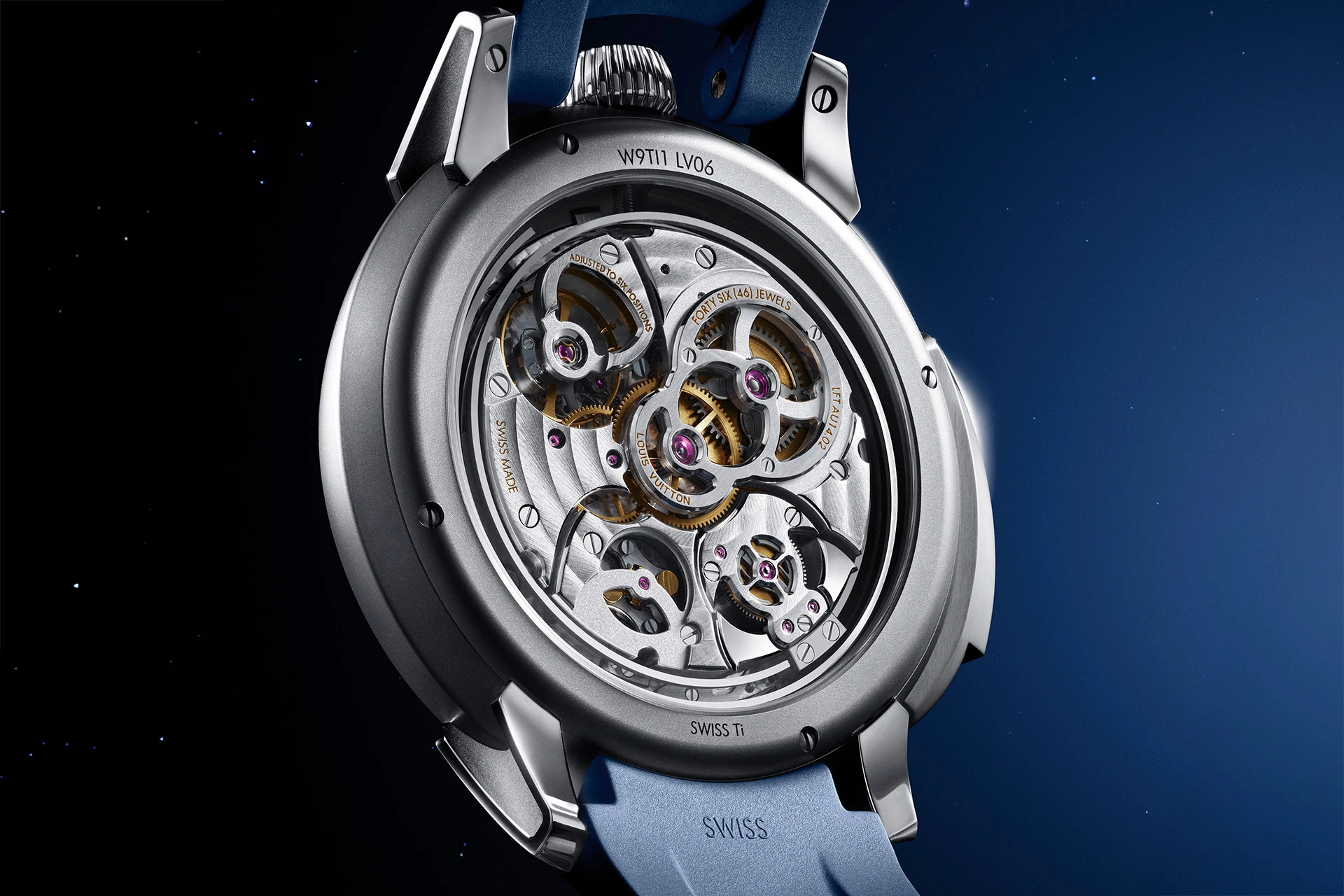 Movement view of the calibre LFT AU14.02 of the Tambour Automata Taiko Galactique