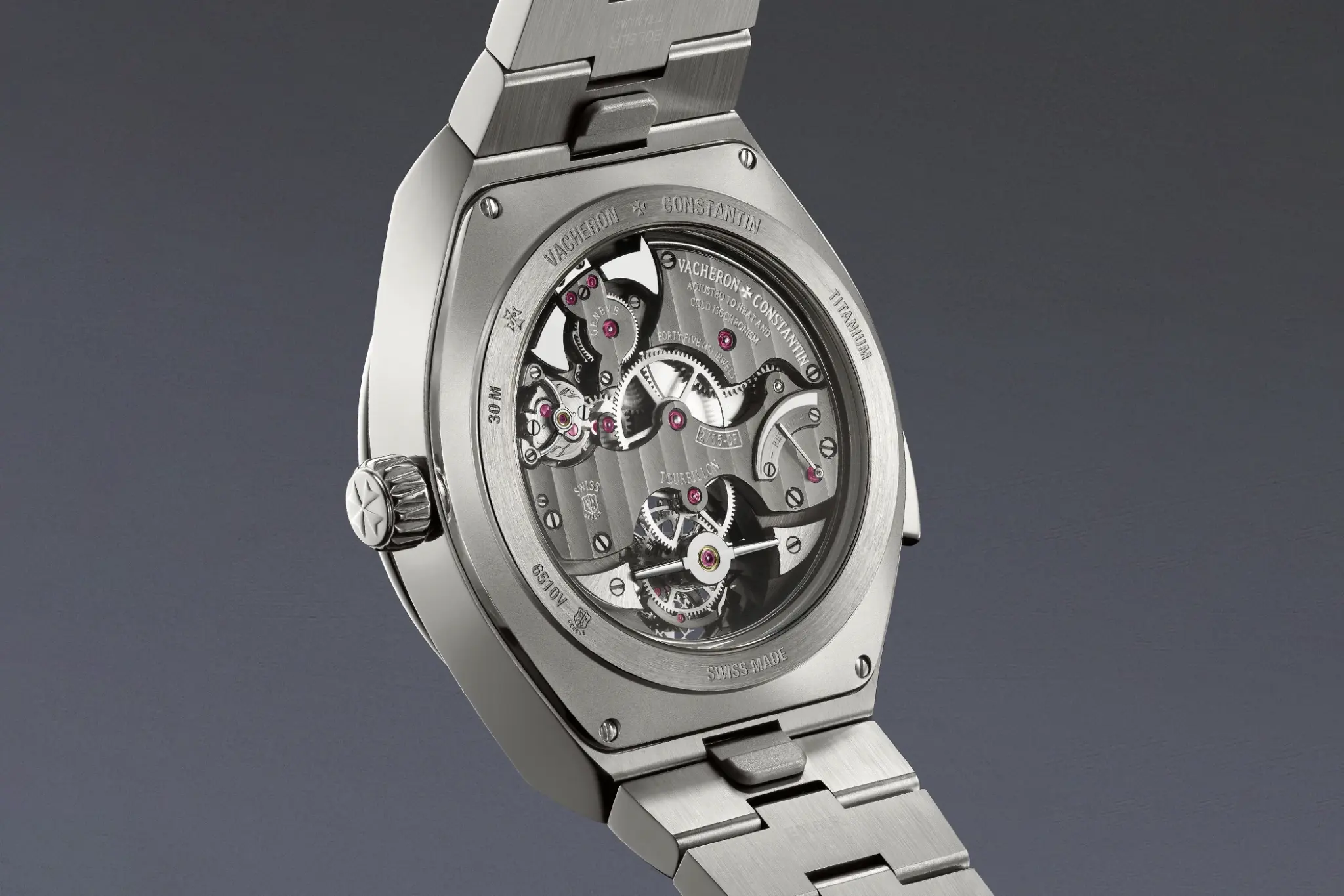 The caseback of the Vacheron Constantin Overseas Grand Complication Openface Ref. 6510V/110T-128C