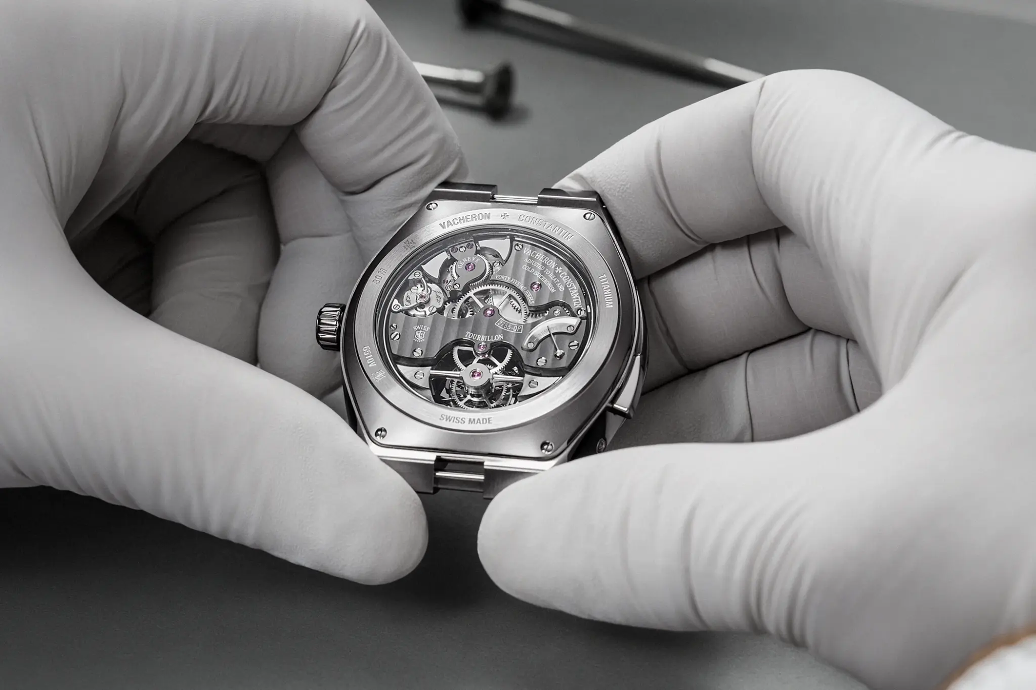 The caseback of the Vacheron Constantin Overseas Grand Complication Openface Ref. 6510V/110T-128C